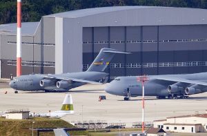 Der US-amerikanische Luftwaffenstützpunkt Ramstein in Rheinland-Pfalz Foto: dpa