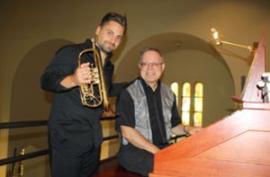 Konzert für Trompete und Orgel mit Marc Zwingelberg (links) und Organist Karl Echle. Foto: B. Schwarz