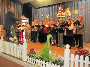 Der katholische Kirchenchor sang für die  Senioren in der weihnachtlich geschmückten Steinacher Turn- und Festhalle. Foto: Müller
