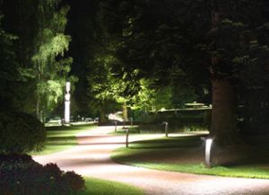 Der Kurpark in Königsfeld im LED-Licht nach Einbruch der Dunkelheit.  Foto: Vaas Foto: Schwarzwälder-Bote
