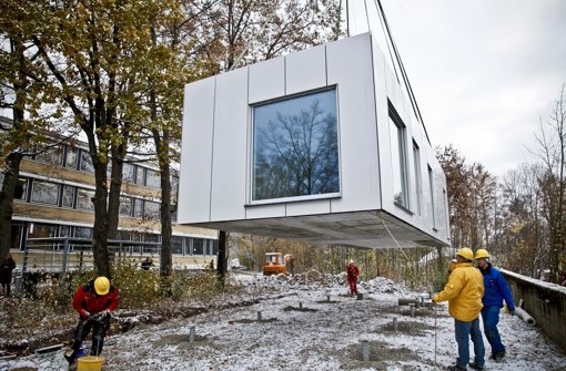 Das Modulfertighaus dient den Wärmeforschern  als Versuchsobjekt. Foto: Peter Petsch