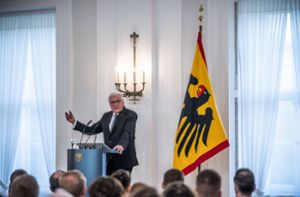 Bundespräsident Frank-Walter Steinmeier bei seiner Grundsatzrede in Berlin Foto: dpa/Michael Kappeler