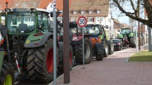 In der Stuttgarter Straße hatten die Landwirte ihre Traktoren abgestellt. Foto: Beyer