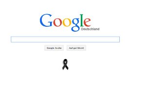 Zum Gedenken an die Passagiere des Flugzeugabsturzes hat Google auf seine Seite am Mittwoch eine Trauerschleife gesetzt. Foto: Google/Screenshot SIR