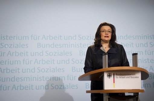 Bundesarbeitsministerin Andrea Nahles (SPD) Foto: dpa