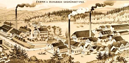 Die Glashütte Buhlbach vor 1899 – Ausschnitt aus einer Werbeanzeige der Firma  Böhringer Foto: Archiv Kulturpark Glashütte Foto: Schwarzwälder-Bote