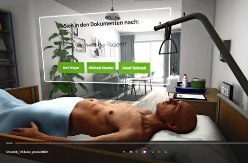 Fast real erscheinen Inhalte in virtueller Realität, die die Versorgung Pflegebedürftiger vermitteln sollen. Foto:  