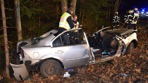 Auto kracht gegen Baum: Fahrer schwer verletzt