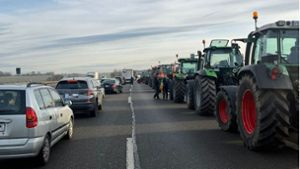 Am vergangenen Dienstag fuhren Traktoren auf der Autobahn 81. Foto: Wendelin Knaus