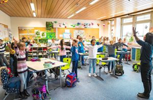 Singpause in der Decker-Hauff-Schule am Donnerstagvormittag. Foto: Thomas Fritsch