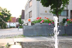 Glücksgefühl: Auf dem Generationenplatz in der Trillfinger Ortsmitte sprudelt wieder eine kleine Wasserfontäne.Foto: Kost Foto: Schwarzwälder Bote
