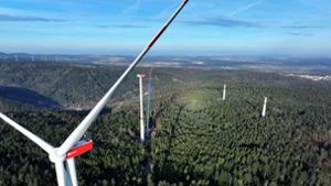 Der Bau des Windparks Langenbrander Höhe/Hirschgarten der BayWa Wind r.e. Wind GmbH steht  kurz vor der Fertigstellung. Zwei der vier Windräder sind bereits vollständig errichtet. Foto: BayWa r.e. Wind GmbH/Slavik Wagner