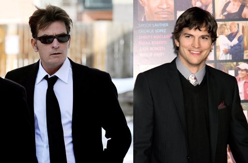 Der damalige Two And A Half Men-Star und sein Nachfolger: Charlie Sheen (links) und Ashton Kutcher. Sheen war im Finale der erfolgreichen Sitcom nicht zu sehen. Foto: EPA FILE