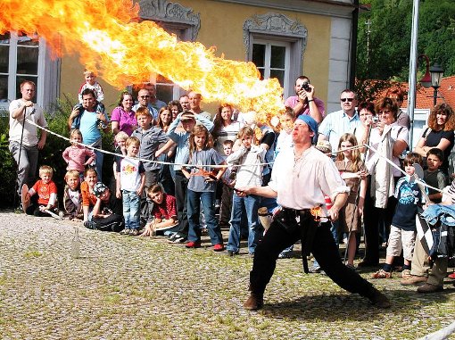Schwertkampf und Feuerspucken: Die Ritterspiele in Straßberg versprechen wieder jede Menge Attraktionen. Da lässt sich dann gemütlich im Holzzuber ausruhen und entspannen bei einem entsprechenden Getränk.  Foto: Born