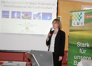 Über die Auswirkungen der Energiewende auf die Landwirtschaft sprach bei der gestrigen Fachtagung Sabine Englert vom Umweltministerium.  Foto: Steinmetz