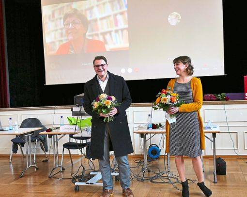 Philipp Göhner, Erstkandidat, und Franziska Gutekunst, Zweitkandidatin, sind für die Landtagswahl 2021  nominiert. Foto: Tröger