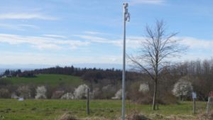 Der rätselhafte Mast auf dem Langenhard sammelt Wetterdaten für die Bau- und Gartenbetrieb Lahr. Foto: Stadt