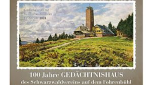 Das Titelblatt des  Kalenders zeigt ein Gemälde des Gedächtnishauses des Schwarzwaldvereins auf dem Fohrenbühl von Curt Liebich (1868 bis 1937), das auch als Postkarte gedruckt wurde. Foto: Stadtarchiv