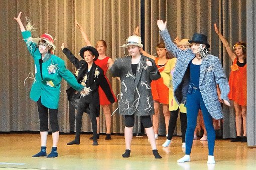 Ein Tanztheater frei nach Der Zauberer von Oz zauberte die Gruppe von Ulrike Wahr und Karin Pollitt bei den Projekttagen in den Villinger St. Ursula-Schulen auf die Bühne der Aula.  Foto: Schule Foto: Schwarzwälder-Bote