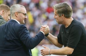 Alexander Wehrle (li.), Michael Wimmer: Wird der Interimstrainer zum Chefcoach befördert? Foto: Baumann