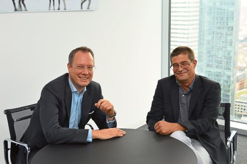 Robert L. Clausen (links) und Richard Grohe beim Interview in Frankfurt am Main Foto: Fritsche Foto: Schwarzwälder Bote