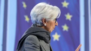 EZB-Präsidentin Christine Lagarde verpasste den Hoffnungen an den Finanzmärkten, dass die Leitzinsen im Euroraum rasch sinken, einen Dämpfer. Foto: AFP/Daniel  Roland