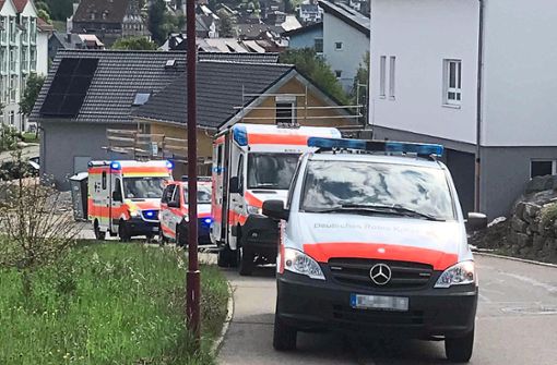 First Responder, Notarzt und Rettungswagen sind im Einsatz, da man eine Rauchgas-Vergiftung befürchtete. Foto: Feuerwehr Vöhrenbach