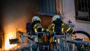 Feuerwehr rettet vier Menschen  über Leitern