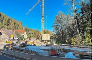 Mittlerweile ist der Brückenneubau in Burgberg deutlich als solcher zu erkennen. In wenigen Wochen soll er fertiggestellt sein. Foto: Moser