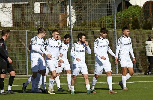 Gemeinsam jubelten die TSG-Spieler am Samstag nach einem der Treffer gegen den FC Holzhausen. Foto: Kara