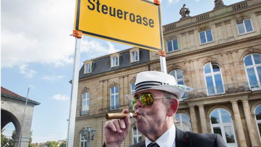 Stuttgart ist keine Steueroase, wie bei dieser Protestaktion im Jahr 2017 deutlich gemacht werden sollte. Foto: dpa/Silas Stein