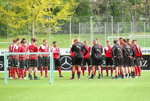 Jede Menge zu besprechen gab es beim VfB Stuttgart gestern im Training. Foto: Eibner