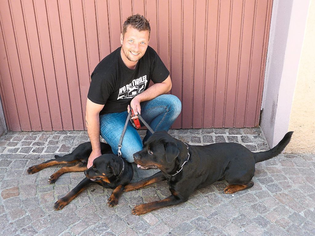 Sven Keller, hier mit seinen Hunden, organisiert den Tag des Rottweilers.