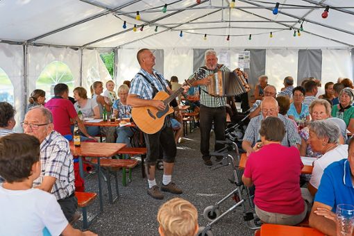 Kein Fest in Geislingen und Umgebung ist ohne sie komplett: Uli Ott und Günther Schäfer trugen zum musikalischen Programm des Sommerhocks bei. Foto: Irion Foto: Schwarzwälder Bote