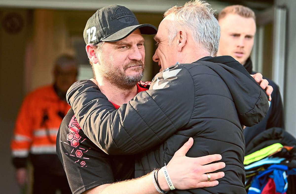 Zwei emotionale Typen: Kölns Trainer Seteffen Baumgart (links) und Christian Streich vom SC Freiburg Foto: Seeger