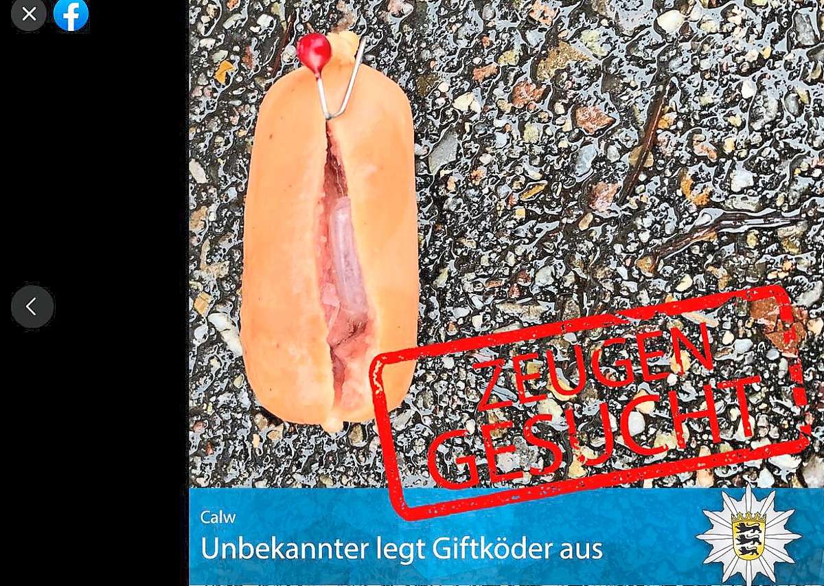 Das Polizeipräsidium Pforzheim stellte ein Foto des Giftköders aus Calw mit einem Zeugenaufruf ins Netz. Foto: Polizei