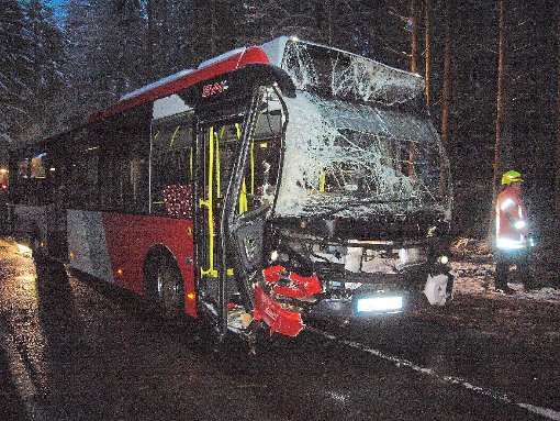 Im Linienbus saßen bei dem glättebedingten Unfall bei Neuweiler keine Fahrgäste. Foto: Kübler