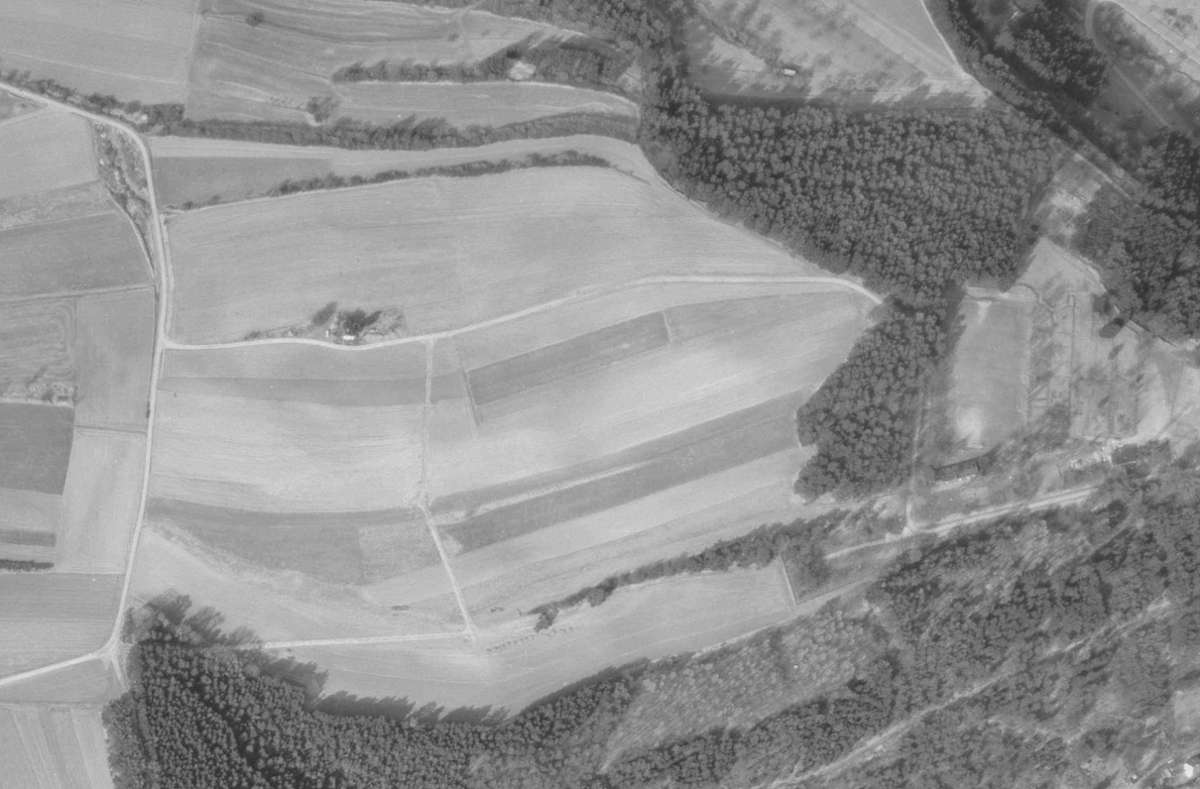 Luftbild von 1968 – die Fläche ist noch frei. Foto: Landesarchiv/StAL/EL68IX-18237