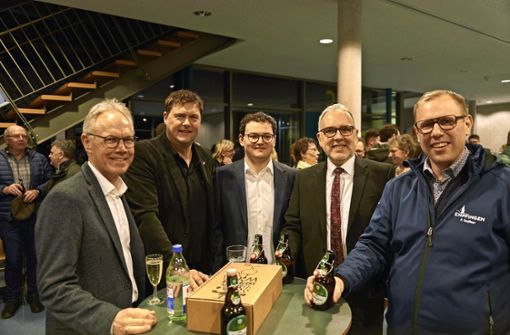 Im Gespräch: Armin Jöchle (von links), Peter Rosenberger, Markus Tideman, Klaus-Michael Rückert, Ferdinand Truffner. Foto: Jürgen Lück