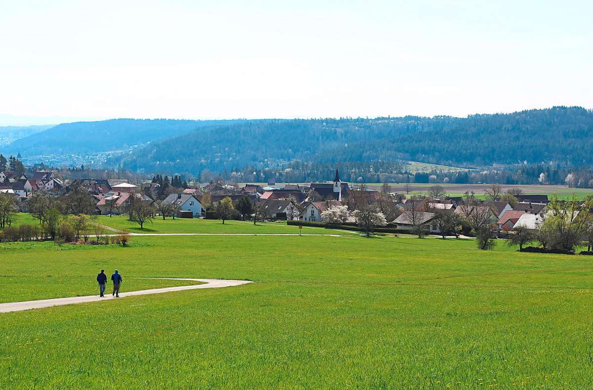 Panoramablick auf Ebhausen-Ebershardt: Die derzeit 21 AugenBlicke des Naturparks bieten eine wunderschöne Aussicht auf die Natur-und Kulturlandschaft im nördlichen und mittleren Schwarzwald.