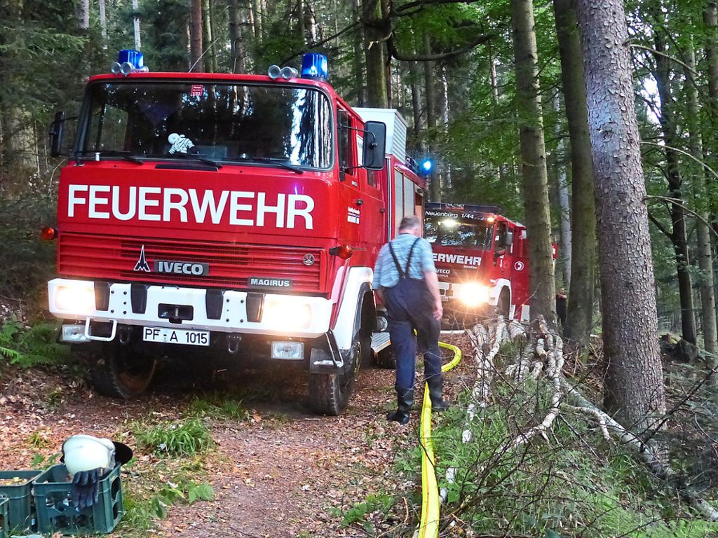 Dem beherzten Eingreifen der 43 Feuerwehrleute aus Neuenbürg, Arnbach und Waldrennach ist es zu verdanken, dass die vier Brandherde im Neuenbürger Forst nicht in einen großflächigen Waldbrand ausgeartet sind.