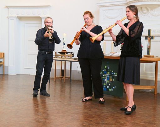 Das Ensemble Alta Bellezza  in der Christuskirche  (von links): Nathaniel Wood, Ann Allen und Hanna Geisel. Foto: Fischer Foto: Schwarzwälder Bote
