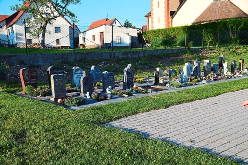 Für diesen Zaun werden auf dem Hartheimer Friedhof oberhalb der Grabfelder neue Thujasträucher gepflanzt. Foto: Lissy Foto: Schwarzwälder Bote
