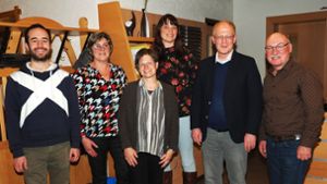 Hans-Willi Kraft (von rechts),Peter Schuster, Elli Machura, Sabine Broghammer, Bruni Hezel und Fabian Hezel Foto: Hölsch