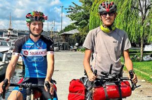Marc Tiburski (rechts) wird auf seiner Weltreise für einen Monat vom Freudenstädter Radsportler Nathan Müller begleitet. Foto: Marc Tiburski