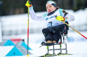 Paralympics-Siegerin Anja Wicker auf dem Weg zu Gold im Biathlon-Sprint bei der Para-Ski-WM in Norwegen im Januar 2022. Foto: imago images/Ralf Kuckuck/Ralf Kuckuck via www.imago-images.de