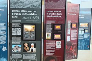 Auf den Stelltafeln in den Fluren des Altensteiger Rathauses sind bis Ostern Szenen aus dem Leben Martin Luthers ausgestellt. Foto: Köncke Foto: Schwarzwälder Bote