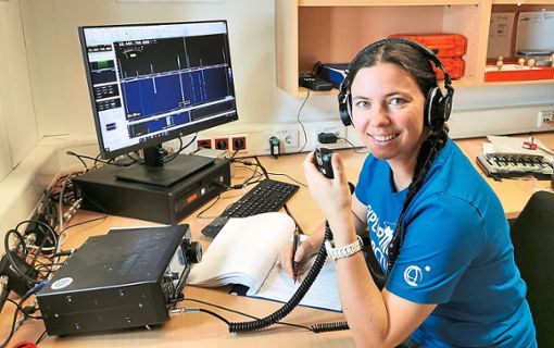 IT- und Funkspezialistin Theresa Thoma arbeitet für  ein Jahr in der Forschungsstation Neumayer-Station-III. Foto: Felix Riess