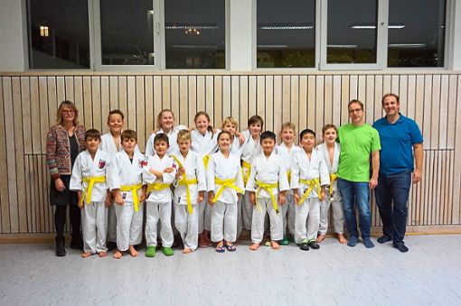 Diese jungen Villinger  Judokas freuen sich, dass sie den gelben Gurt tragen dürfen. Foto: Disch Foto: Schwarzwälder Bote