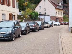 Ein hoher Parkierungsbedarf besteht in der Gemeinde Höfen unter anderem in der Alten Straße, wie unser Bild vom Dienstagabend zeigt. Foto: Ziegelbauer Foto: Schwarzwälder Bote